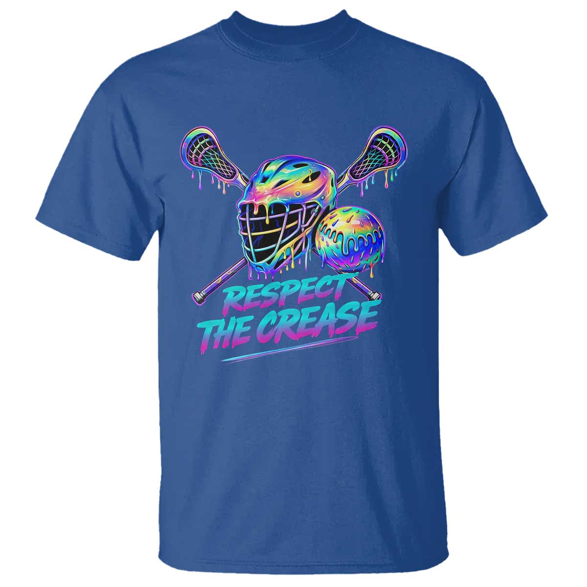 Respect The Crease Lacrosse Drip T Shirt Funny Lax Goalie TS11 Royal Blue Print Your Wear