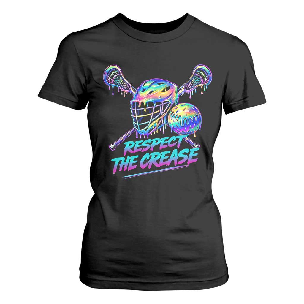 Respect The Crease Lacrosse Drip T Shirt For Women Funny Lax Goalie TS11 Black Print Your Wear