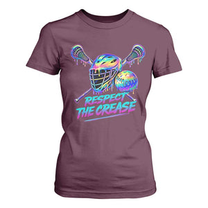 Respect The Crease Lacrosse Drip T Shirt For Women Funny Lax Goalie TS11 Maroon Print Your Wear
