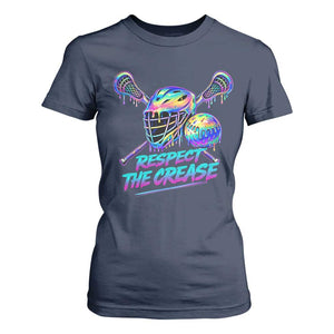 Respect The Crease Lacrosse Drip T Shirt For Women Funny Lax Goalie TS11 Navy Print Your Wear