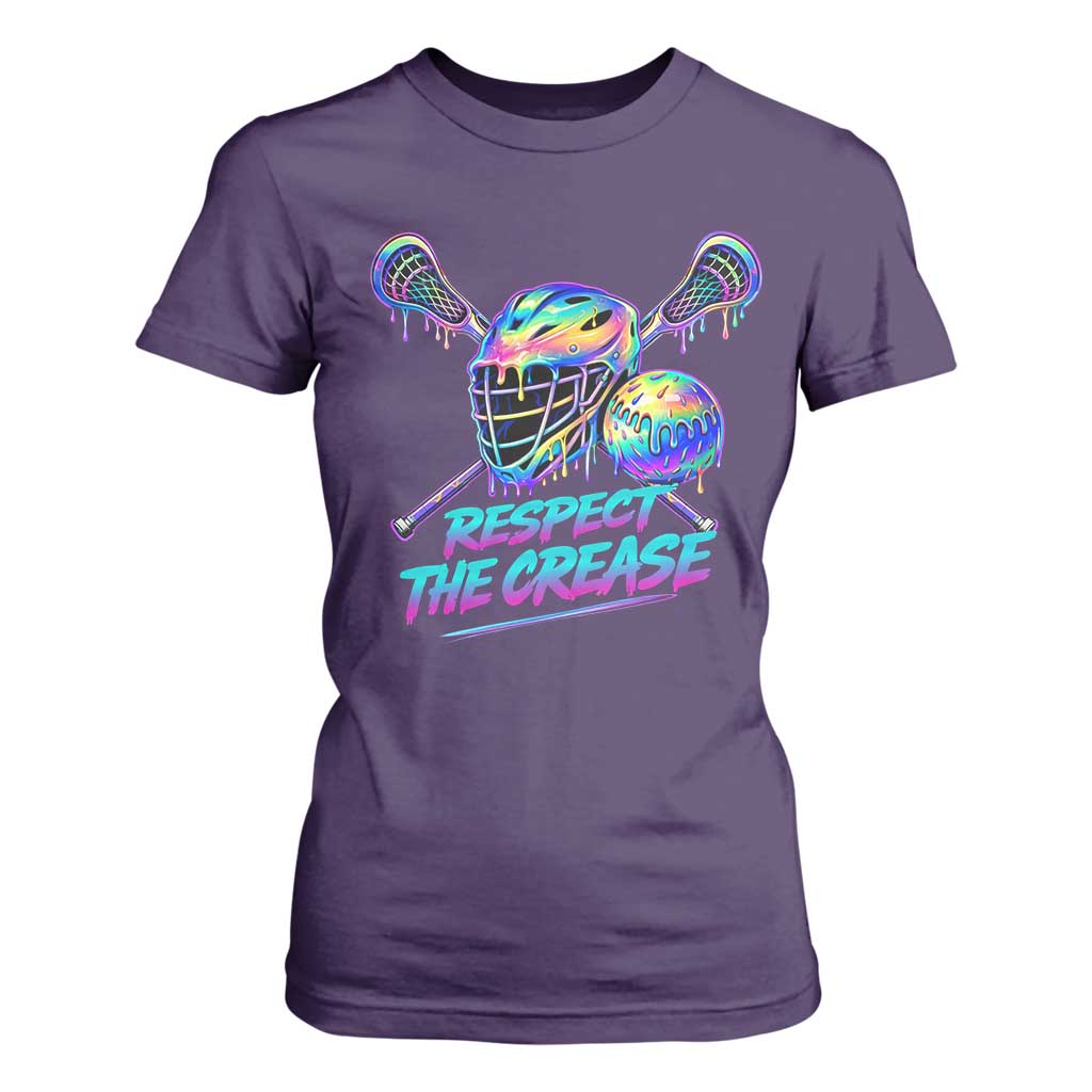 Respect The Crease Lacrosse Drip T Shirt For Women Funny Lax Goalie TS11 Purple Print Your Wear