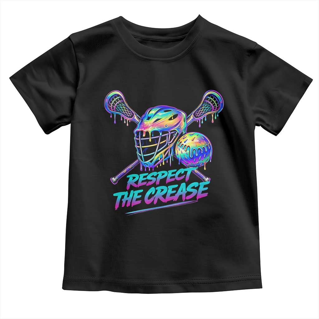 Respect The Crease Lacrosse Drip Toddler T Shirt Funny Lax Goalie TS11 Black Print Your Wear