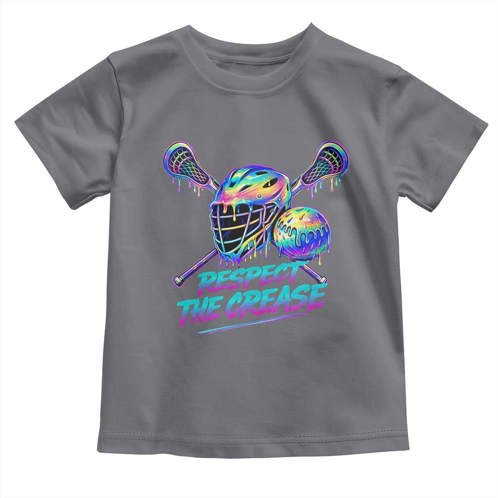 Respect The Crease Lacrosse Drip Toddler T Shirt Funny Lax Goalie TS11 Charcoal Print Your Wear