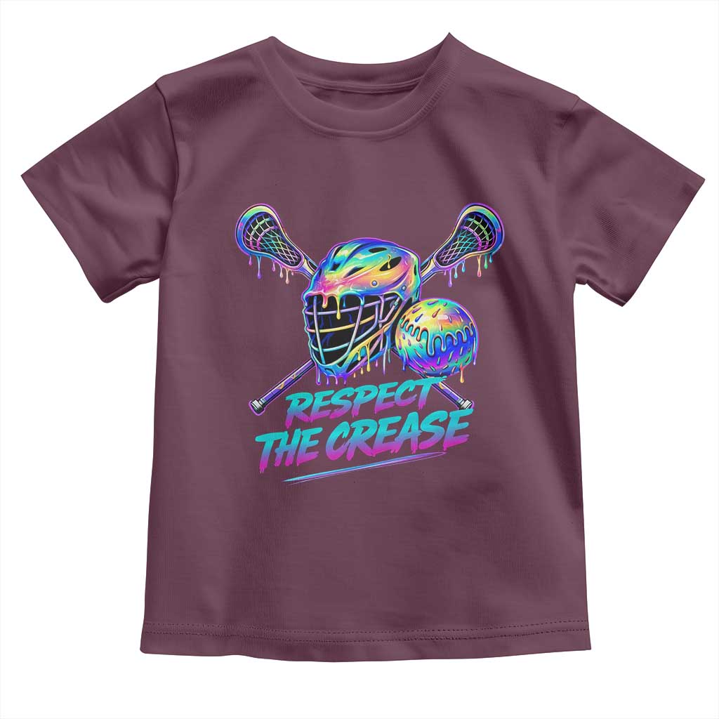 Respect The Crease Lacrosse Drip Toddler T Shirt Funny Lax Goalie TS11 Maroon Print Your Wear