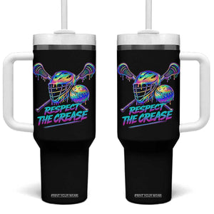 Respect The Crease Lacrosse Drip Tumbler With Handle Funny Lax Goalie TS11 One Size: 40 oz Black Print Your Wear