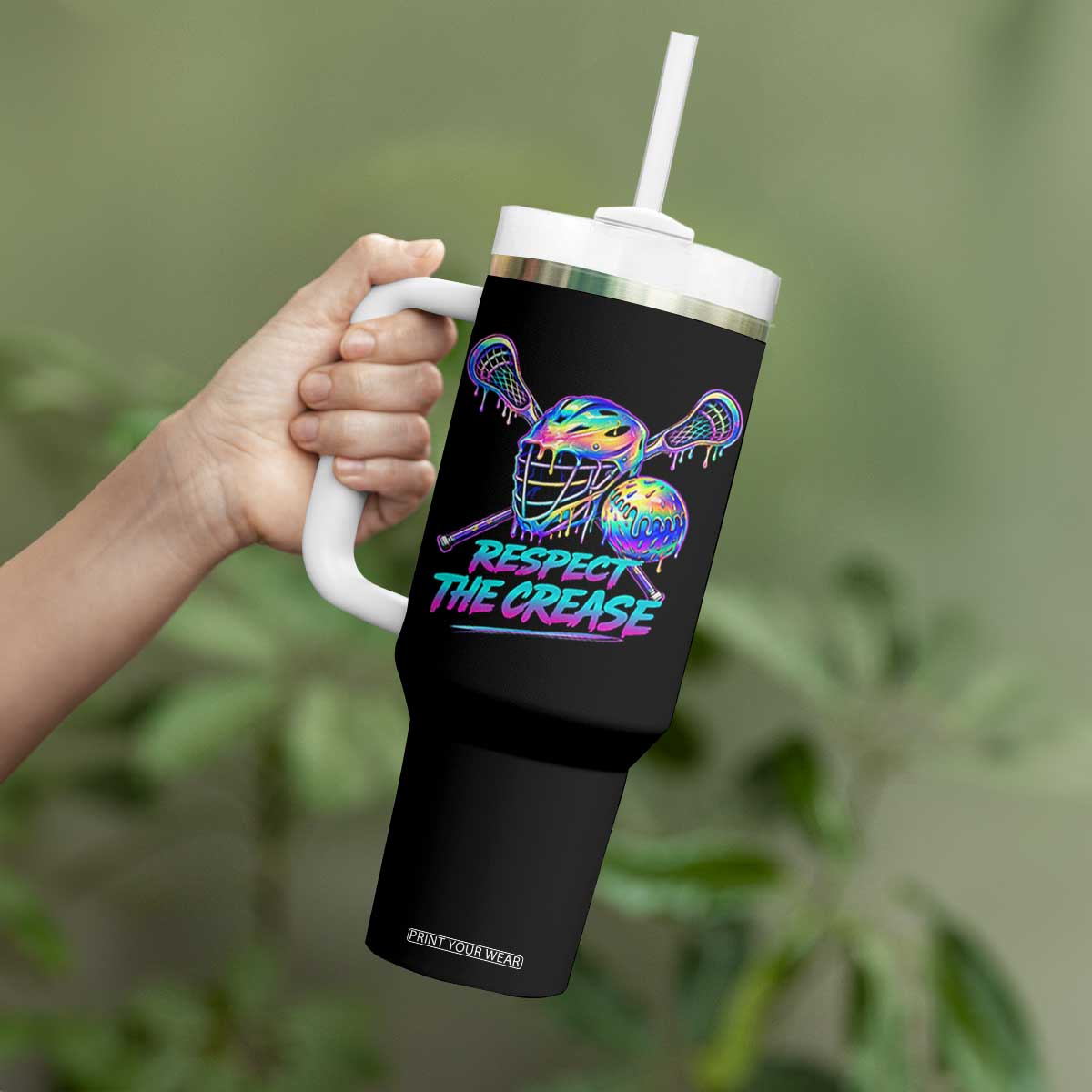 Respect The Crease Lacrosse Drip Tumbler With Handle Funny Lax Goalie TS11 Print Your Wear