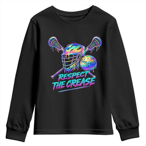 Respect The Crease Lacrosse Drip Youth Sweatshirt Funny Lax Goalie TS11 Black Print Your Wear