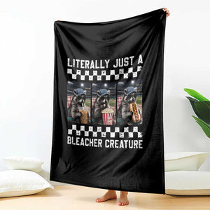 Baseball Raccoon Literally Just a Bleacher Creature Throw Blanket Funny Trash Panda At Ballfield TS11 Print Your Wear