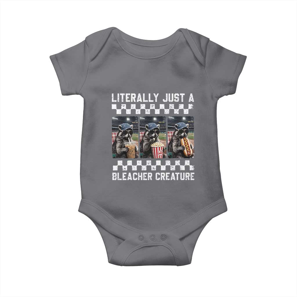 Baseball Raccoon Literally Just a Bleacher Creature Baby Onesie Funny Trash Panda At Ballfield TS11 Charcoal Print Your Wear