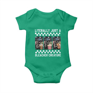 Baseball Raccoon Literally Just a Bleacher Creature Baby Onesie Funny Trash Panda At Ballfield TS11 Irish Green Print Your Wear