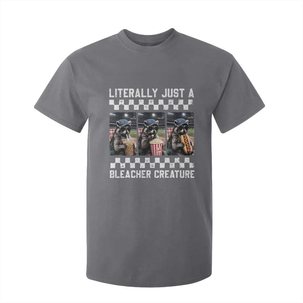 Baseball Raccoon Literally Just a Bleacher Creature T Shirt For Kid Funny Trash Panda At Ballfield TS11 Charcoal Print Your Wear