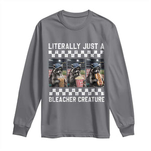 Baseball Raccoon Literally Just a Bleacher Creature Long Sleeve Shirt Funny Trash Panda At Ballfield TS11 Charcoal Print Your Wear