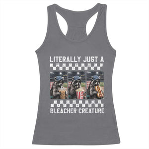 Baseball Raccoon Literally Just a Bleacher Creature Racerback Tank Top Funny Trash Panda At Ballfield TS11 Charcoal Print Your Wear