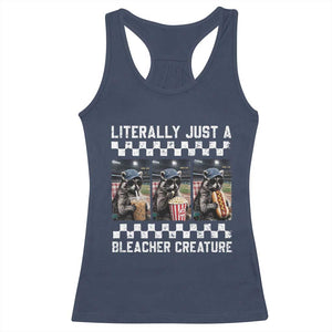 Baseball Raccoon Literally Just a Bleacher Creature Racerback Tank Top Funny Trash Panda At Ballfield TS11 Navy Print Your Wear