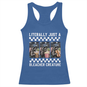 Baseball Raccoon Literally Just a Bleacher Creature Racerback Tank Top Funny Trash Panda At Ballfield TS11 Royal Blue Print Your Wear