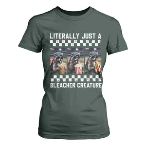 Baseball Raccoon Literally Just a Bleacher Creature T Shirt For Women Funny Trash Panda At Ballfield TS11 Dark Forest Green Print Your Wear