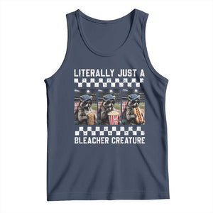 Baseball Raccoon Literally Just a Bleacher Creature Tank Top Funny Trash Panda At Ballfield TS11 Navy Print Your Wear
