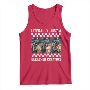 Baseball Raccoon Literally Just a Bleacher Creature Tank Top Funny Trash Panda At Ballfield TS11 Red Print Your Wear