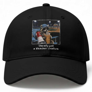 Baseball Raccoon Literally Just a Bleacher Creature Baseball Cap Funny Trash Panda Drinking Iced Coffee Ballfield TS11 Print Your Wear