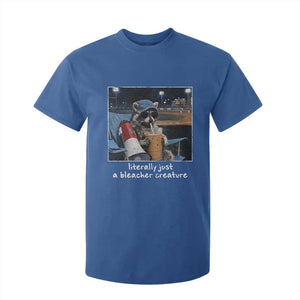 Baseball Raccoon Literally Just a Bleacher Creature T Shirt For Kid Funny Trash Panda Drinking Iced Coffee Ballfield TS11 Royal Blue Print Your Wear