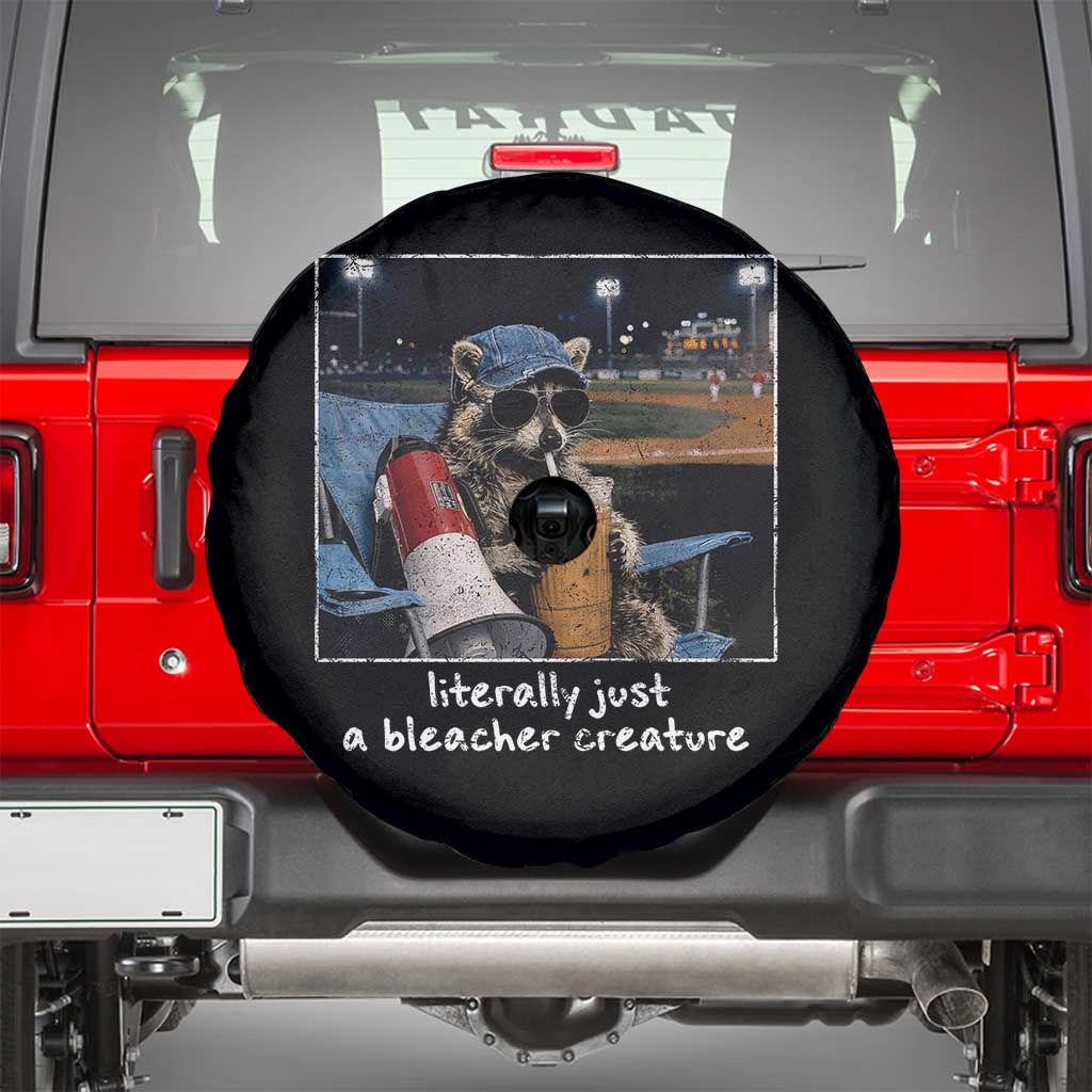 Baseball Raccoon Literally Just a Bleacher Creature Spare Tire Cover Funny Trash Panda Drinking Iced Coffee Ballfield TS11 Black Print Your Wear