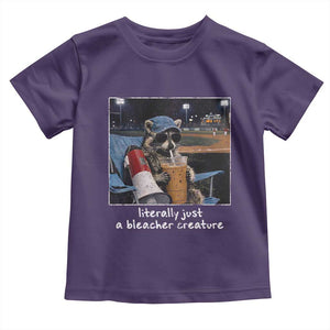 Baseball Raccoon Literally Just a Bleacher Creature Toddler T Shirt Funny Trash Panda Drinking Iced Coffee Ballfield TS11 Purple Print Your Wear