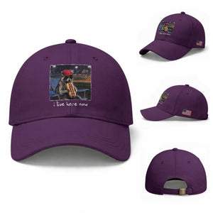 Baseball Raccoon I Live Here Now Baseball Cap Funny Trash Panda Eating Hot Dog Ballfield TS11 Baseball Cap Universal Fit Purple Print Your Wear