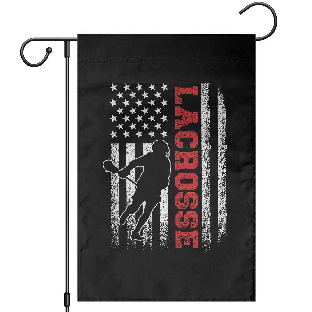 Lacrosse American Flag Lax Men 4th of July Garden Flag TS11 Black Print Your Wear