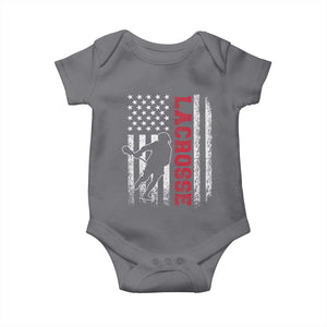 Lacrosse American Flag Lax Men 4th of July Baby Onesie TS11 Charcoal Print Your Wear