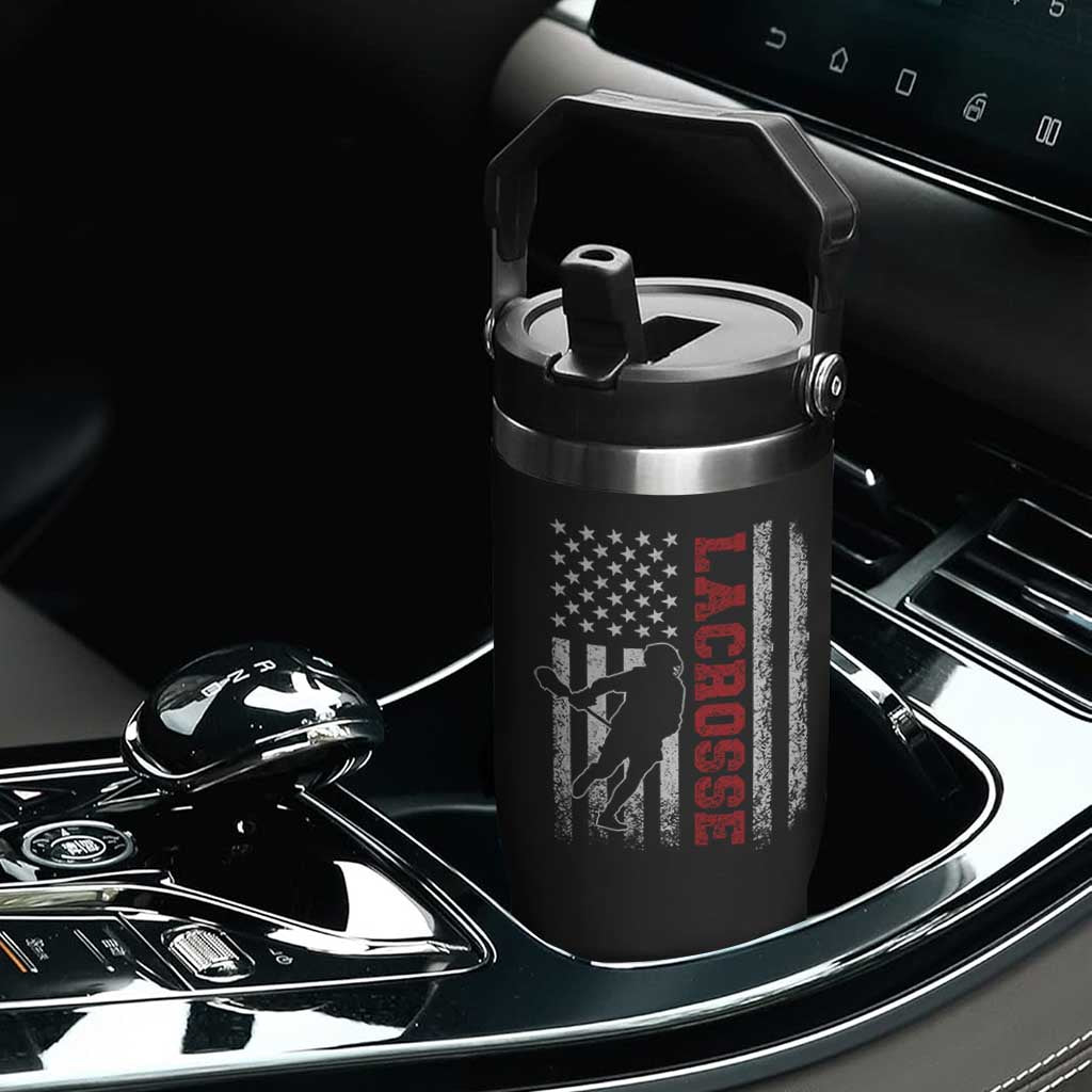 Lacrosse American Flag Lax Men 4th of July Flip Straw Tumbler TS11 Print Your Wear