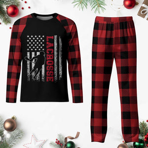 Lacrosse American Flag Lax Men 4th of July Plaid Pajama Set TS11 Buffalo Plaid Print Your Wear