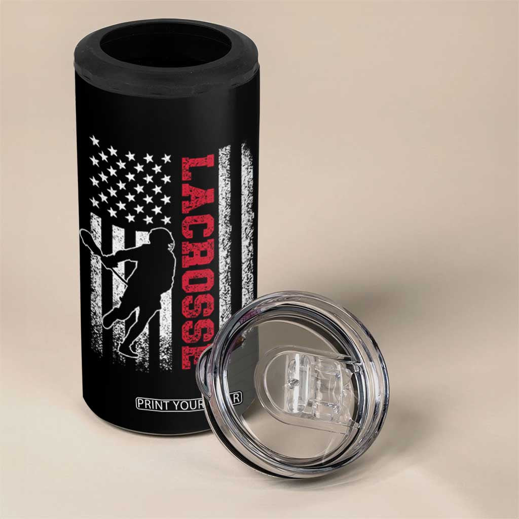 Lacrosse American Flag Lax Men 4th of July 4 in 1 Can Cooler Tumbler TS11 Print Your Wear