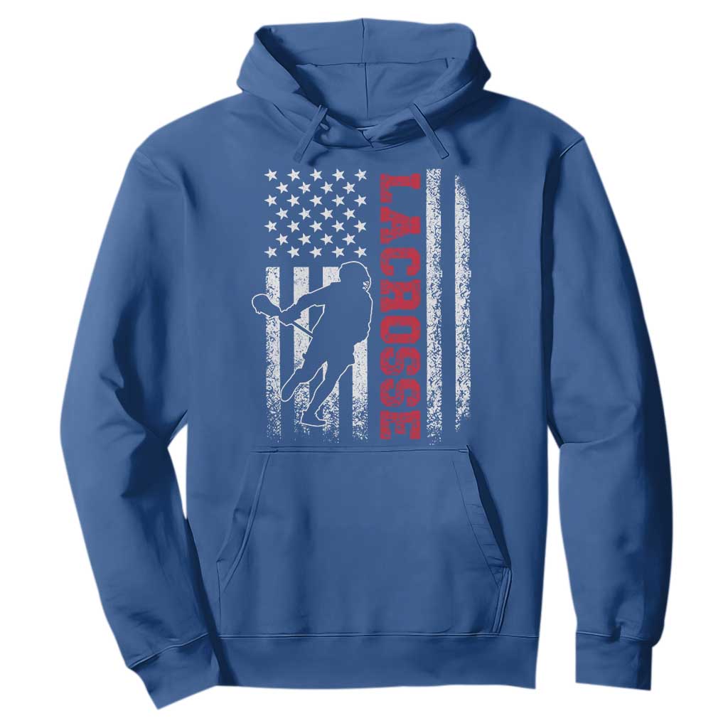 Lacrosse American Flag Lax Men 4th of July Hoodie TS11 Royal Blue Print Your Wear