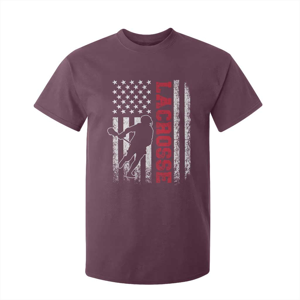 Lacrosse American Flag Lax Men 4th of July T Shirt For Kid TS11 Maroon Print Your Wear
