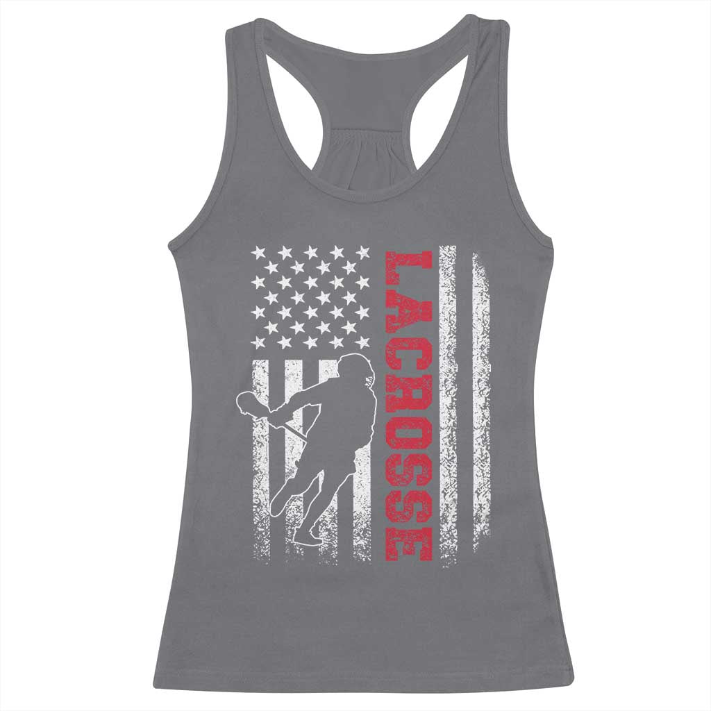 Lacrosse American Flag Lax Men 4th of July Racerback Tank Top TS11 Charcoal Print Your Wear