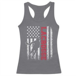 Lacrosse American Flag Lax Men 4th of July Racerback Tank Top TS11 Charcoal Print Your Wear