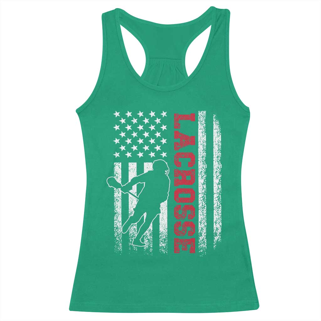 Lacrosse American Flag Lax Men 4th of July Racerback Tank Top TS11 Irish Green Print Your Wear