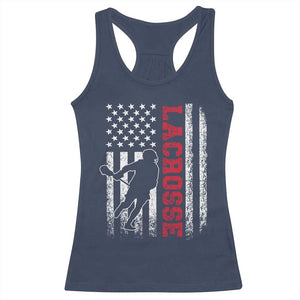 Lacrosse American Flag Lax Men 4th of July Racerback Tank Top TS11 Navy Print Your Wear
