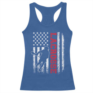 Lacrosse American Flag Lax Men 4th of July Racerback Tank Top TS11 Royal Blue Print Your Wear