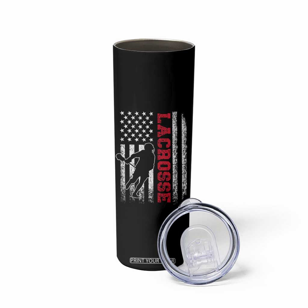 Lacrosse American Flag Lax Men 4th of July Skinny Tumbler TS11 Print Your Wear