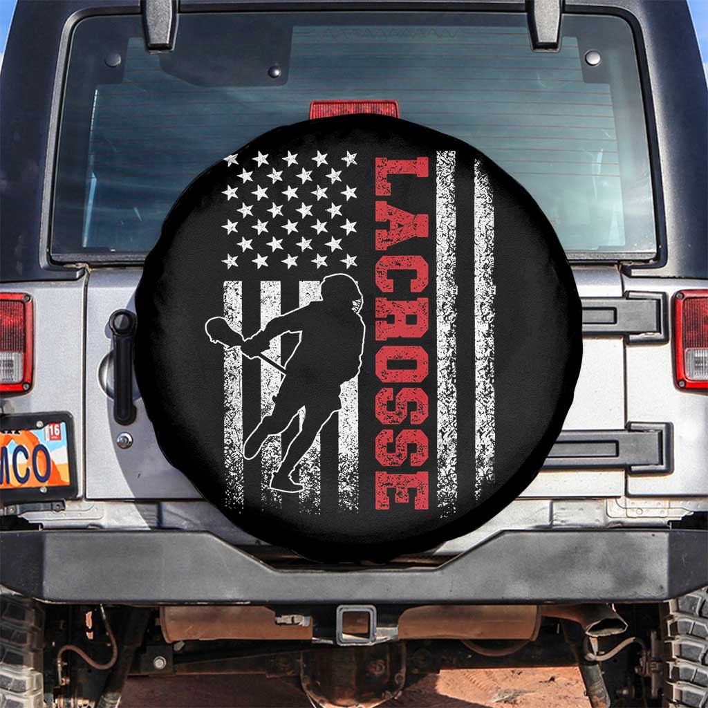 Lacrosse American Flag Lax Men 4th of July Spare Tire Cover TS11 No hole Black Print Your Wear