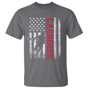 Lacrosse American Flag Lax Men 4th of July T Shirt TS11 Charcoal Print Your Wear
