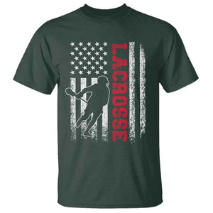 Lacrosse American Flag Lax Men 4th of July T Shirt TS11 Dark Forest Green Print Your Wear