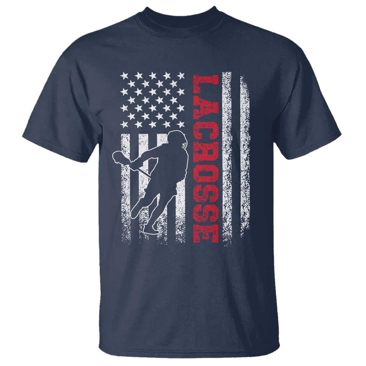 Lacrosse American Flag Lax Men 4th of July T Shirt TS11 Navy Print Your Wear