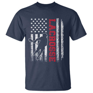 Lacrosse American Flag Lax Men 4th of July T Shirt TS11 Navy Print Your Wear