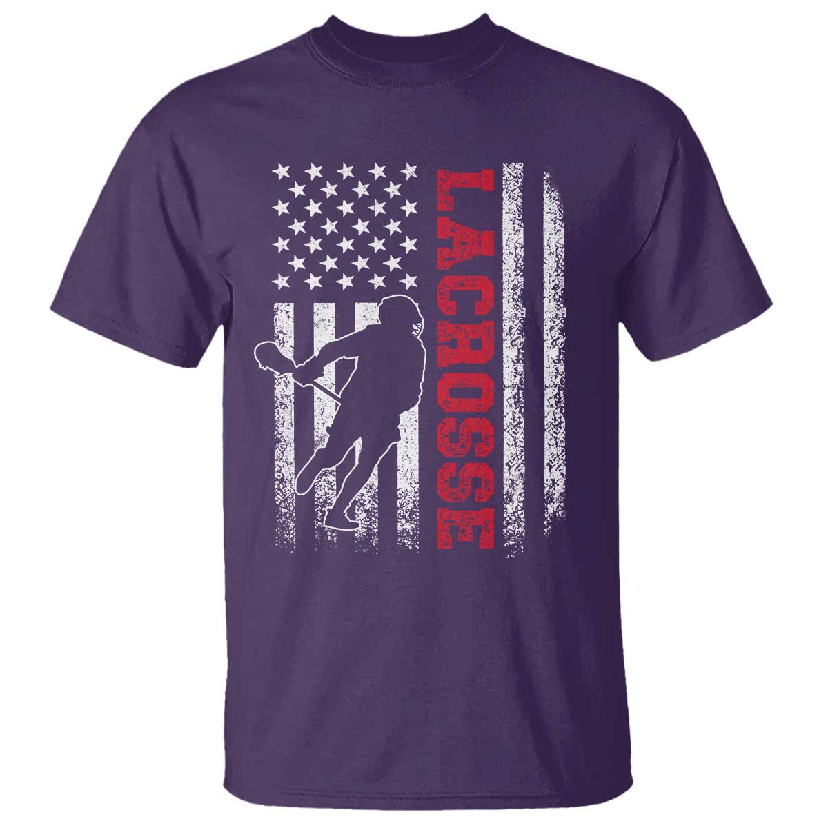 Lacrosse American Flag Lax Men 4th of July T Shirt TS11 Purple Print Your Wear