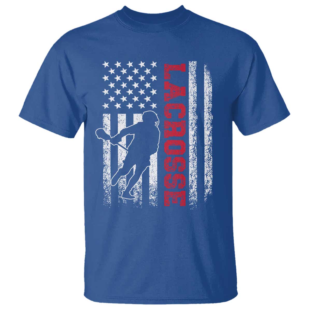 Lacrosse American Flag Lax Men 4th of July T Shirt TS11 Royal Blue Print Your Wear