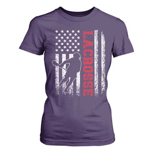 Lacrosse American Flag Lax Men 4th of July T Shirt For Women TS11 Purple Print Your Wear