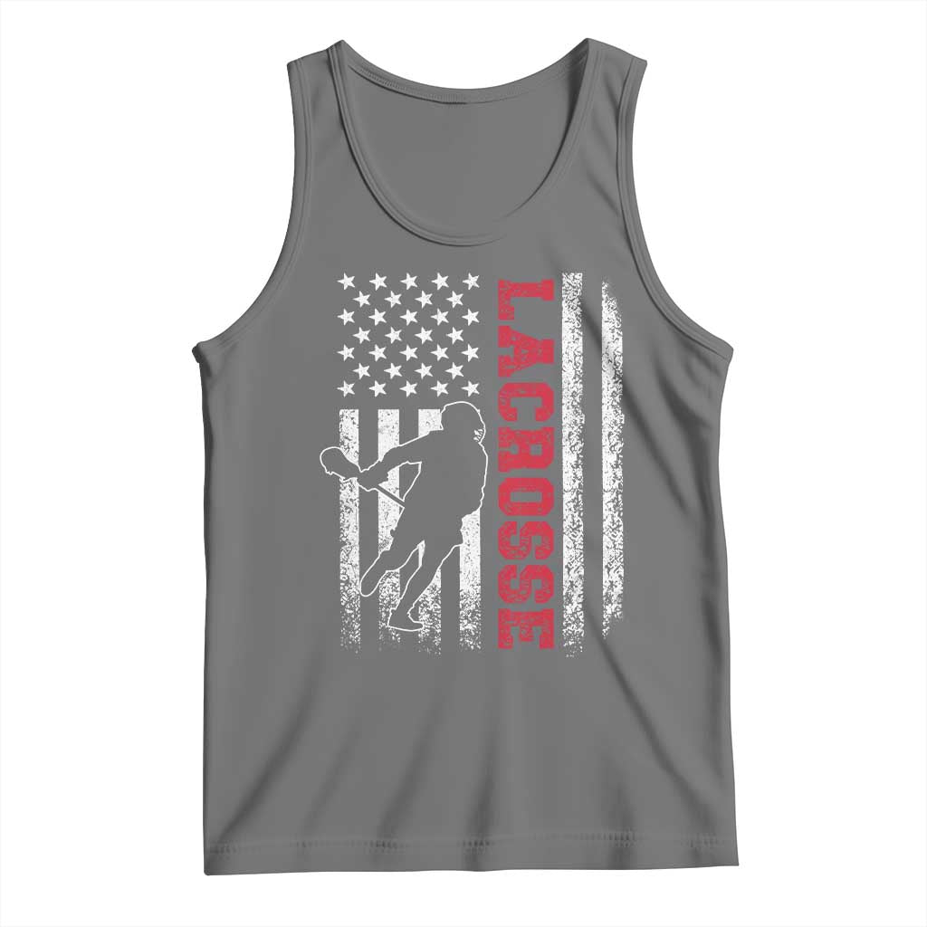 Lacrosse American Flag Lax Men 4th of July Tank Top TS11 Black Heather Print Your Wear