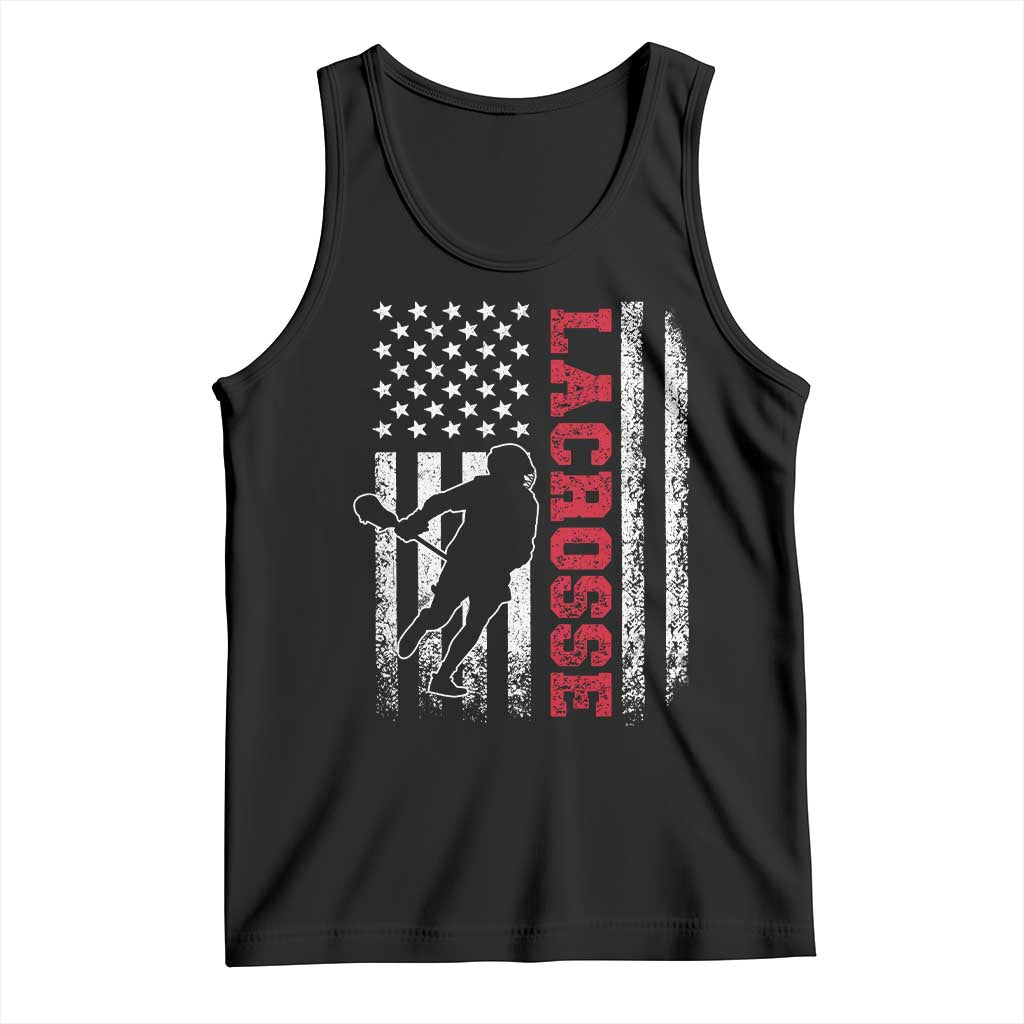 Lacrosse American Flag Lax Men 4th of July Tank Top TS11 Black Print Your Wear